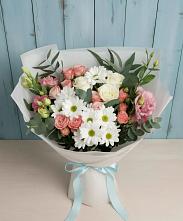 Букет цветов из:  Розы, Лизиантусы и Хризантемы в Козет