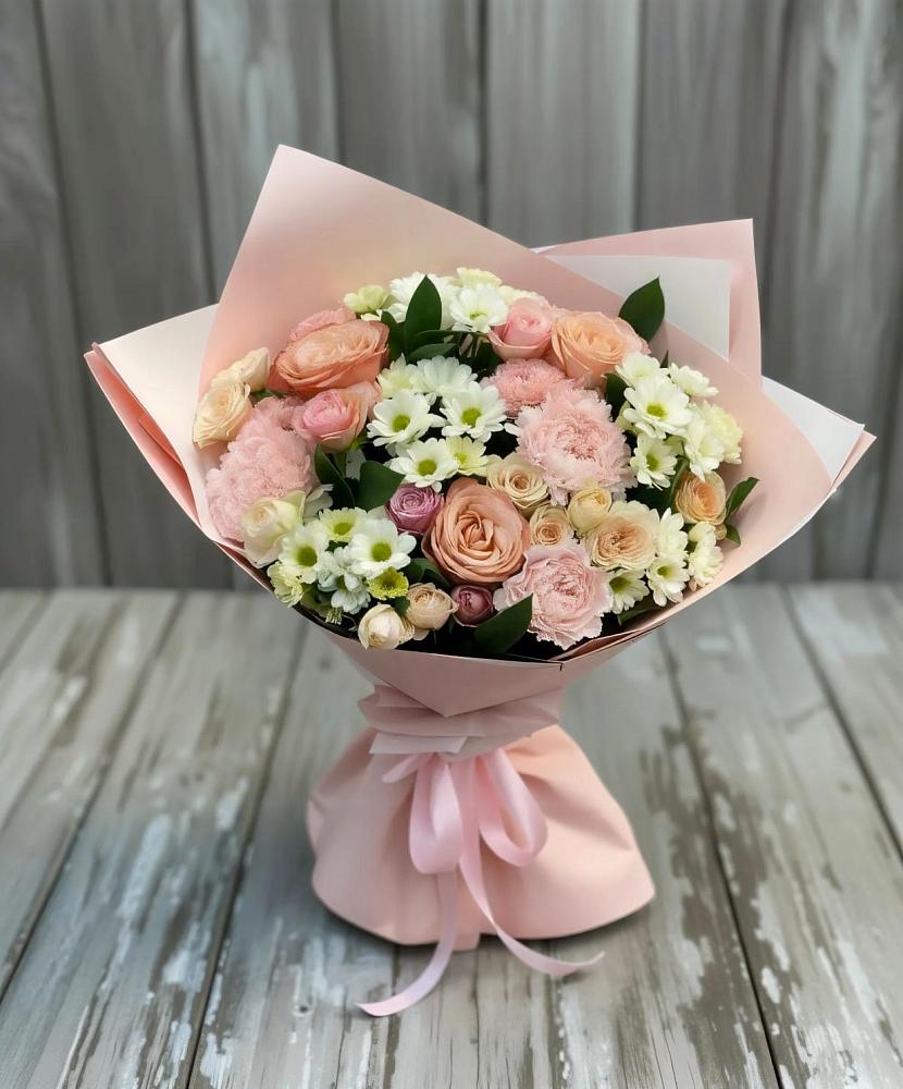 Букет цветов из: Гвоздики, Розы и Хризантемы в Козет