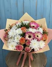 Букет цветов из:  Розы, Герберы и Хризантемы в Козет