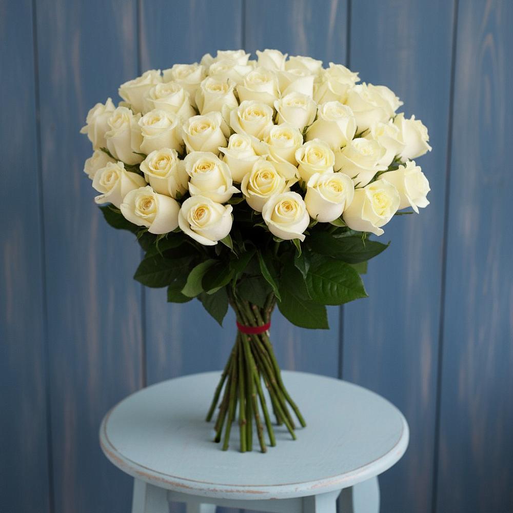 Букет 51 Белая роза Эдлесс Лав в Козет