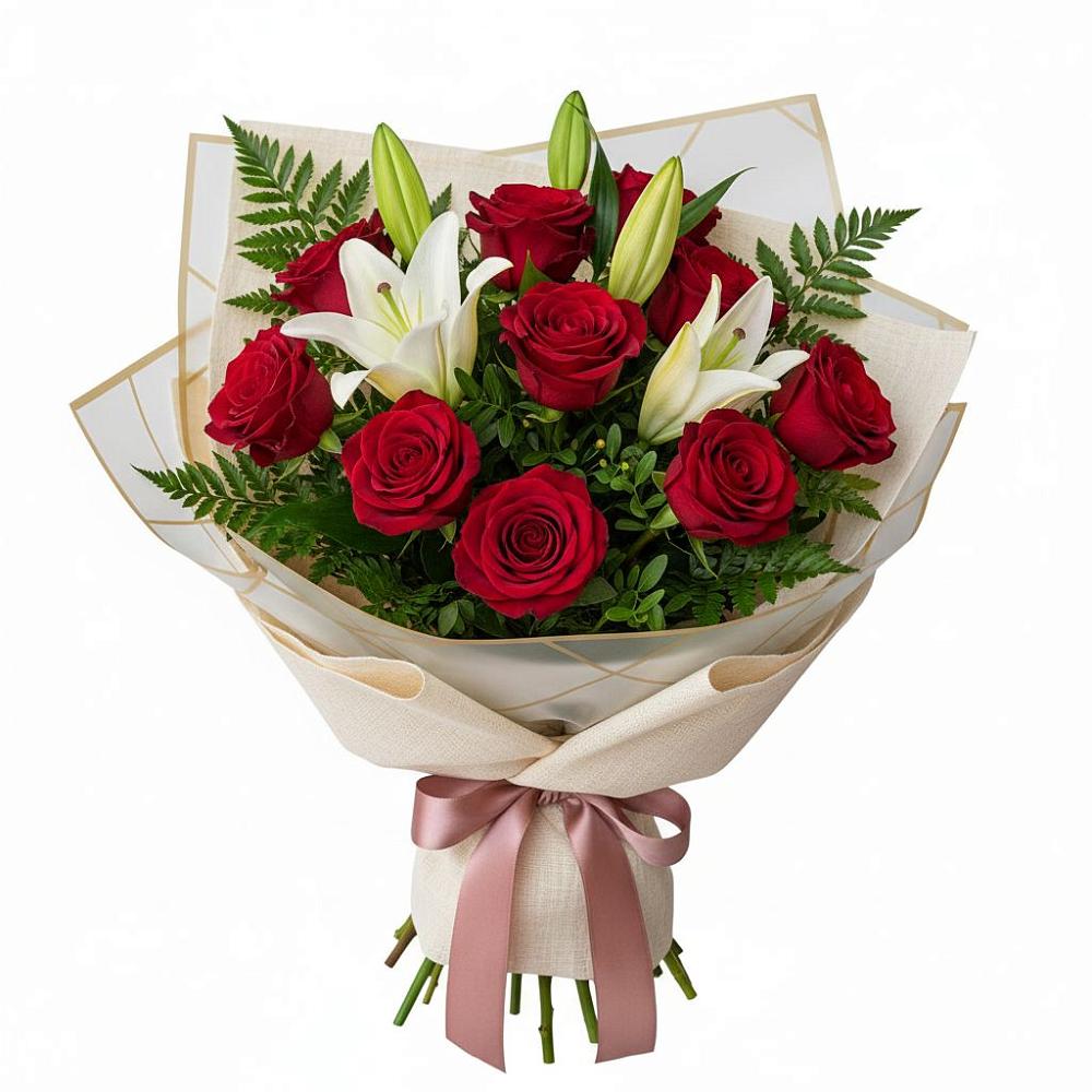 Букет цветов из: Лилии и Розы в Козет