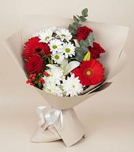Букет цветов из:  Розы, Хризантемы, Герберы и Лилии в Козет