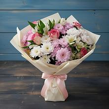 Букет цветов из:  Хризантемы, Альстромерии и Розы в Козет