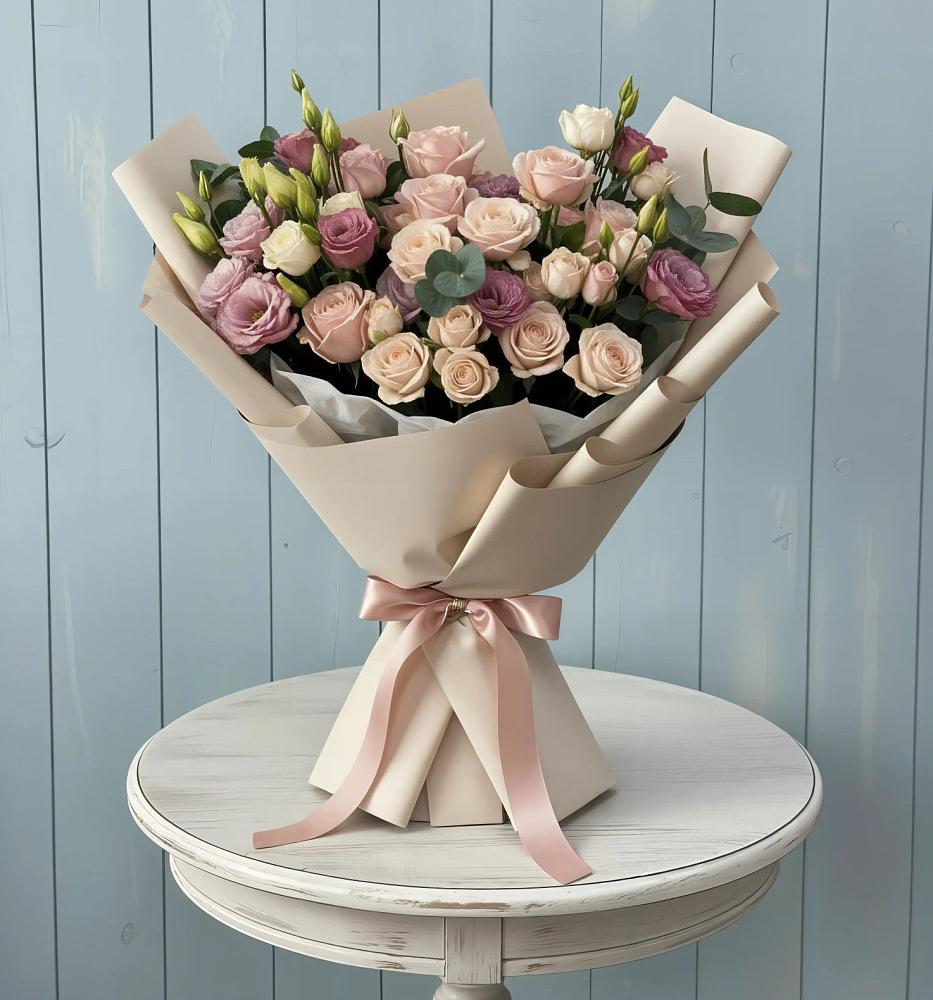 Букет цветов из: Розы и Лизиантусы в Козет