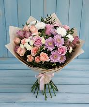 Букет цветов из:  Хризантемы, Розы и Альстромерии в Козет