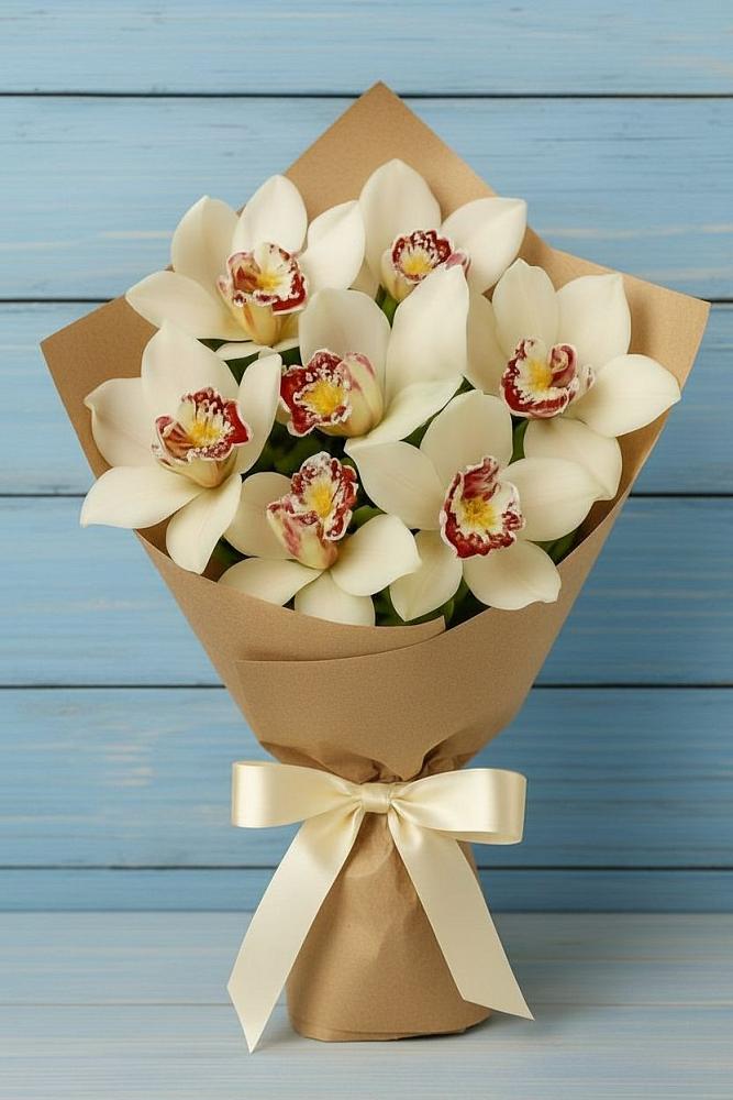 Букет цветов из: Орхидеи и Розы в Козет